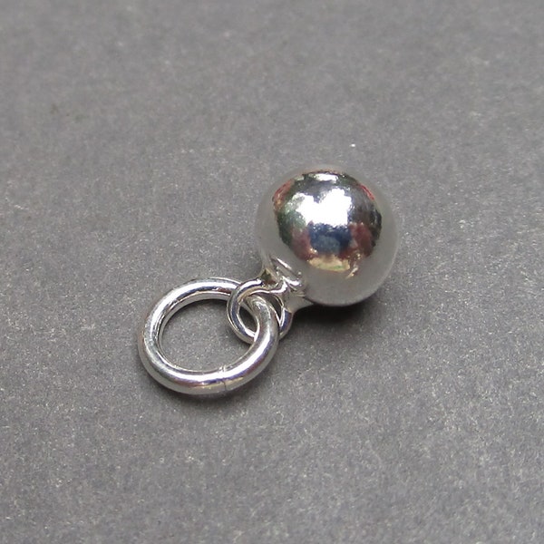 Small Sterling Silver Jingle Bell Ball Necklace Charm, Holiday Charm, 6mm Christmas Bracelet Charm, Earring Charm, DIY Jewelry Supply