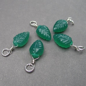 Large Carved Green Chalcedony Gemstone Leaf Necklace Pendant, Sterling Silver Wire Wrapped Necklace Charm, Gift for Girlfriend