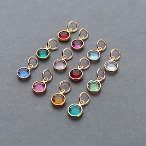 Gold Crystal Birthstone Charms, Personalized Jewelry, 6mm Channel Charms for Bracelets and Earrings, Permanent Jewelry Supply, Gift for Mom