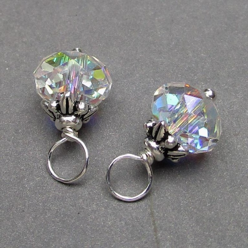 Swarovski AB Clear Crystal April Birthstone Charms Earring Etsy