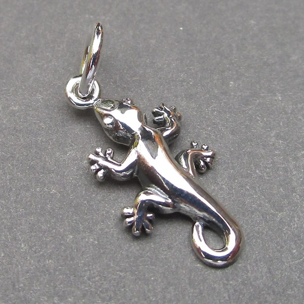 Sterling Silver Lizard Necklace Charm, Gecko Necklace Pendant, Salamander Bracelet Earring Charm, Gift for Reptile Lover, Spirit Animal