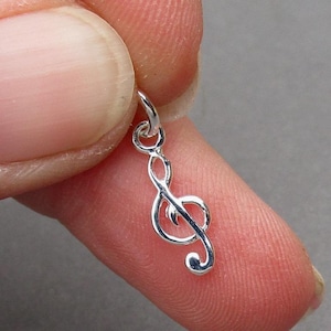 Sterling Silver Treble Clef Charm for Necklace, Earrings and Bracelets,Musical Note Bracelet, Gift for Music Lover, Choral Band Singer Charm