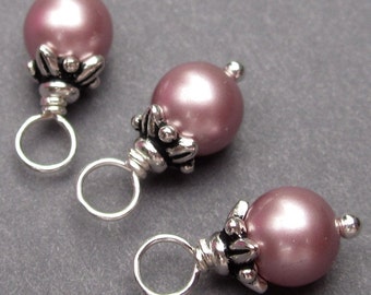 breloques en argent sterling rose rose perle, marqueurs de point, breloques de boucle d’oreille, pendaisons de perles de 6mm, breloques de collier, breloques pour bracelet