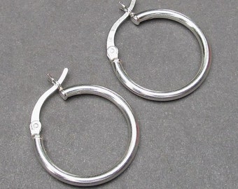 3/4 Inch Sterling Silver Hoop Earrings, 20mm Sterling Silver Hoop Earrings, Interchangeable Charm Earrings, Sterling Silver Jewelry