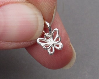 Sterling Silver Butterfly Necklace Charm, Tiny Bracelet Charm, Earring Charm, Necklace Pendant, Butterfly Insect Jewelry, Gift for Her