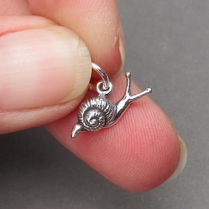 Sterling Silver Snail Necklace Charm, Tiny Bug Necklace Pendant, Bangle Bracelet Charm, DIY Jewelry Making Supply Finding