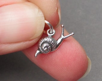 Sterling Silver Snail Necklace Charm, Bracelet Charm, Snail Necklace Pendant, Bangle Bracelet Charm, DIY Jewelry Supplies, Bug Jewelry