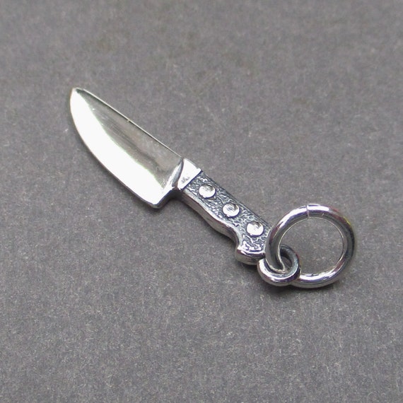 3D Sterling Silver Chef's Knife Charm Pendant, Gift for Cook Chef Culinary Student