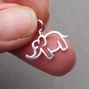 Sterling Silver Elephant Necklace Charm, Elephant Bracelet Charm, Necklace Pendant, Elephant Jewelry with Jump Ring