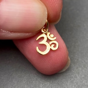 Ohm Tiny Gold Necklace Charm, Yoga Meditation Necklace Pendant, Yoga Jewelry, Interchangeable Hoop Earring or Bracelet Charm
