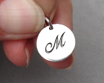 Sterling Silver Initial Letter Charm Necklace Pendant