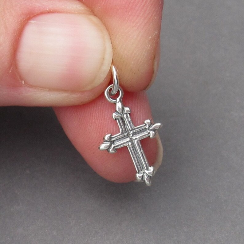 Sterling Silver Cross Charm Silver Cross Necklace Pendant Etsy