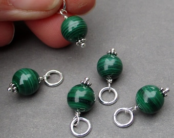 Malachite Gemstone Charm Pendant for Necklaces, Bracelets and Interchangeable Hoop Earrings
