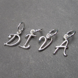 Dije de collar con letra inicial de plata esterlina, regalo de joyería personalizado, dije de pulsera con letra, colgante de collar con inicial, regalo del Día de la Madre