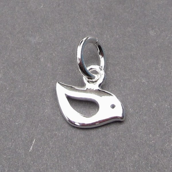 Tiny Sterling Silver Bird Charm, Charm for Bracelet, Necklace Pendant, Bird Necklace Charm, Bird Jewelry, DIY Jewelry Supplies