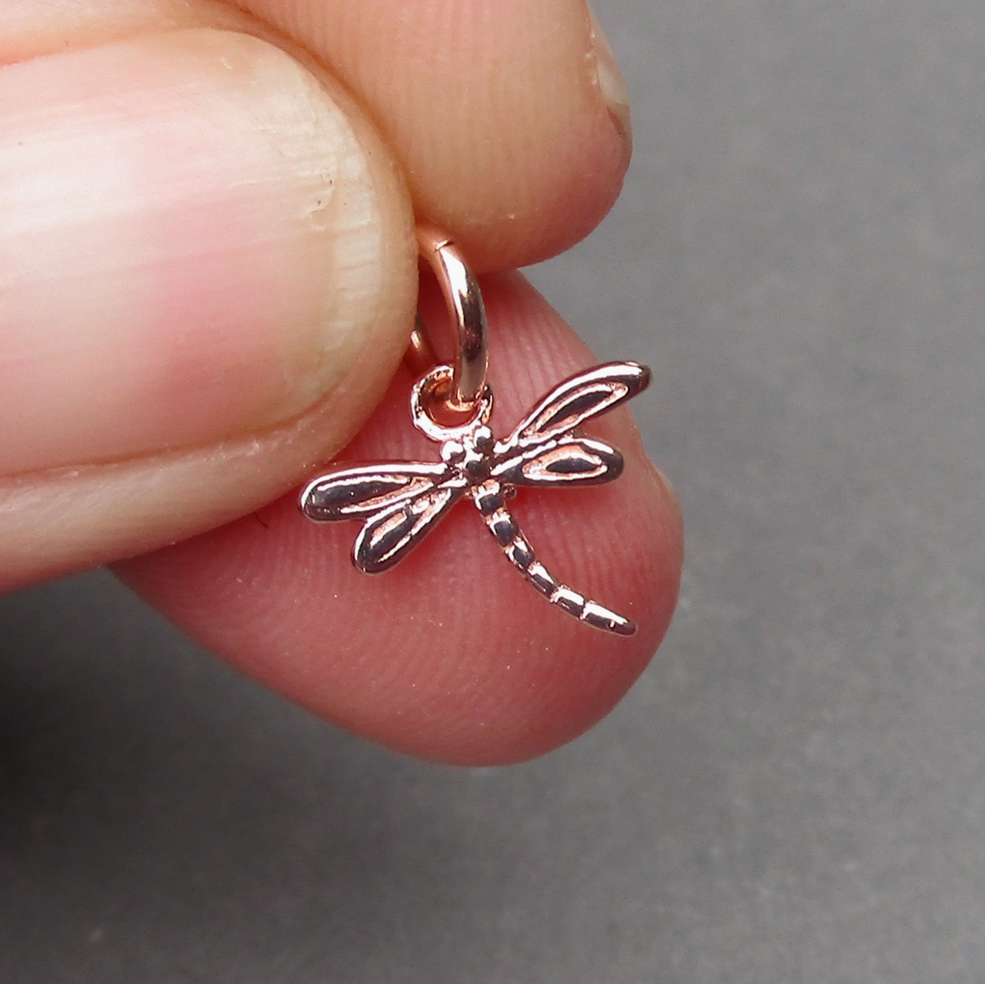 Petite Rose Gold Dragonfly Charm Dragonfly Bracelet Charm