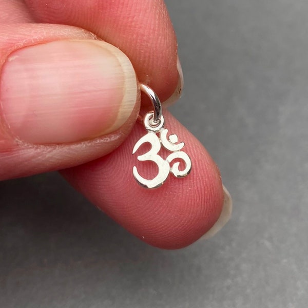 Tiny Sterling Silver Ohm Charm, Meditation Charm, Bangle Bracelet Charm, Yoga Charm, Necklace Pendant, Yoga Jewelry, Earring Charm