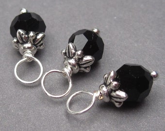 Charmes de boucles d’oreilles en cristal noir de jais de 6 mm, marqueurs de point, breloques de bracelet, breloques en verre à vin, pendentifs de perles, pendentifs de collier, bijoux DE bricolage