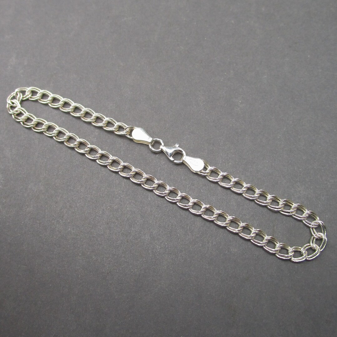 Sterling Silver Charm Bracelet Chain, 7 Inch Sterling Silver Thick ...