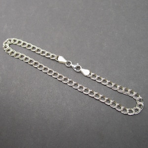 Sterling Silver Charm Bracelet Chain, 7 inch Sterling Silver Thick Double Link Bracelet Chain, 8 inch Bracelet Chain, Gift for Him Her