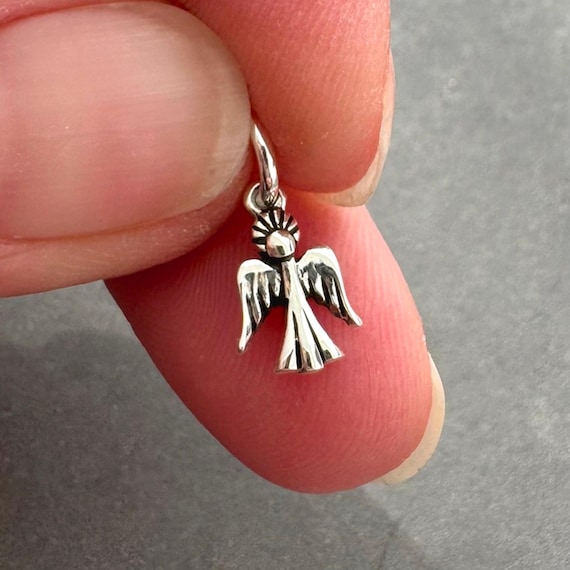 Tiny Sterling Silver Angel Wing Charm for Necklaces, Earrings and Bracelets, Guardian Angel on My Shoulder, Religious Gift for Her