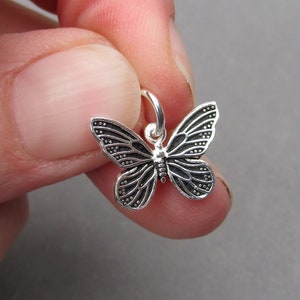 Sterling Silver Butterfly Necklace Charm,  Bracelet Charm, Necklace Pendant, Butterfly Jewelry, DIY Jewelry Supplies, Insect Jewelry