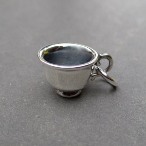 Sterling Silver Tea Cup Bracelet Charm, Coffee Lover Necklace Charm, Tea Drinker Necklace Pendant, Tea Lover Gift