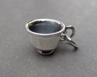 Sterling Silver Tea Cup Bracelet Charm, Coffee Lover Necklace Charm, Tea Drinker Necklace Pendant, Tea Lover Gift