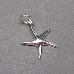 Starfish Sterling Silver Star Necklace Charm, Beach Jewelry, Ocean Sea Life Pendant, DIY Jewelry Making Supplies, Beach Bracelet Charm