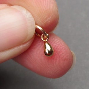 Tiny Gold Teardrop Charm for Necklaces, Bracelets, Earrings and Anklets, Dewdrop Necklace Pendant, Add a Charm, DIY Jewelry Supplies