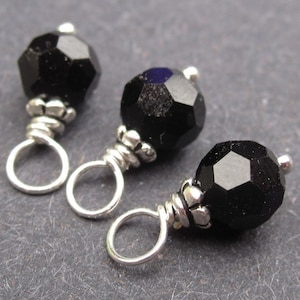 Jet Black Crystal Charms, Bead Dangles, Earring Charms, Wine Glass Charms, Stitch Markers, Charms for Bracelet, Necklace Charms, Add a Charm