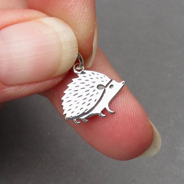 Sterling Silver Hedgehog Necklace Charm, Bracelet Charm, Hedgehog Necklace Pendant, Hedge Hog Jewelry with Jump Ring