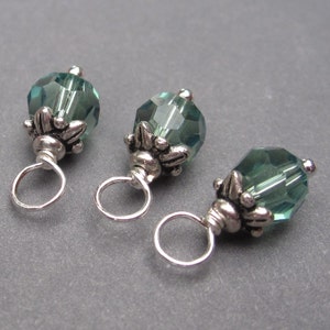 Erinite Blue Green Crystal Charms, Stitch Markers, Wine Charms, Bead Dangles,  6mm Bead Dangles, Earring Charms, DIY Jewelry Supplies