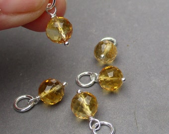 Yellow Citrine Gemstone November Birthstone Charm Pendant for Bracelets and Earrings