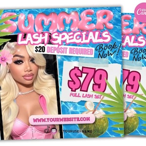 Summer Lash Special Flyer Lash Tech Flyer Lash Sale Flyer Lash Deal Flyer Lashe Special DIY Lash Tech Template Lash Extension Flyer Template