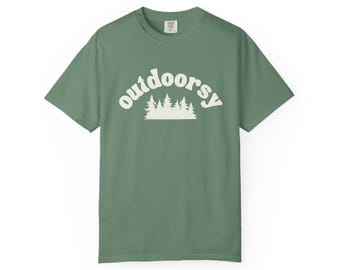 Outdoorsy Tee Comfort Colors T-Shirt Oversized Nature Hiking Camping Granola Girl Forest Trees