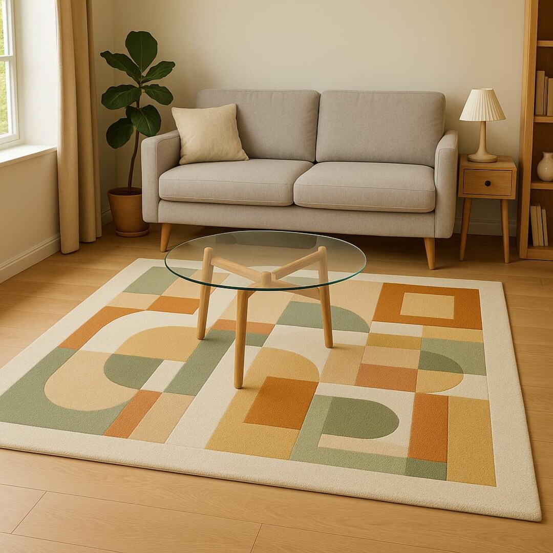 Hand Tufted New Zealand Wool Rug, Modern Geometric Design - Etsy