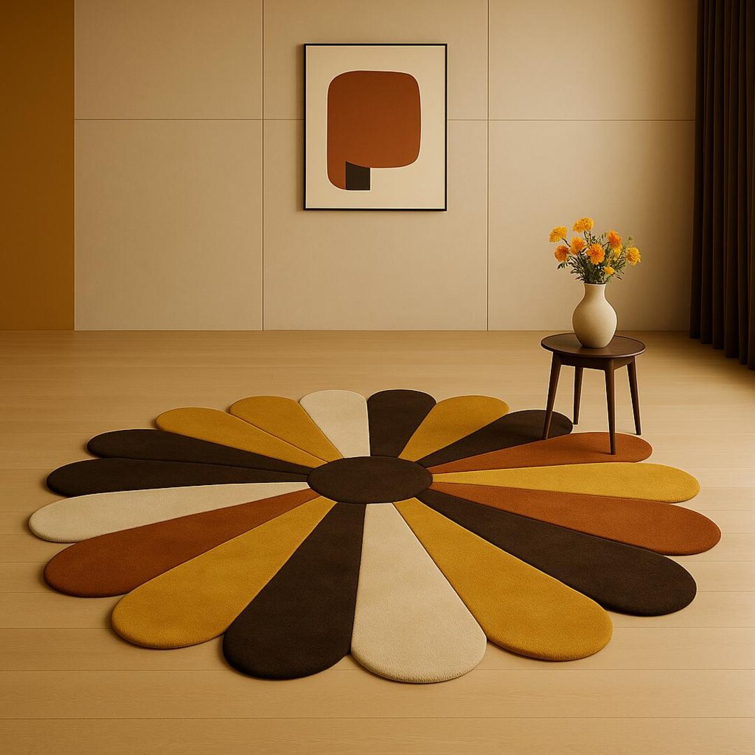 Hand Tufted Wool Rug, Floral Petal Design, Retro Modern Style - Etsy