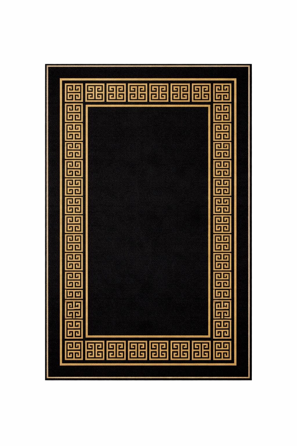 Greek Key Gold Rug Black Gold Greek Key Hand Tufted Wool Rug Luxury Large Area Carpet for ...