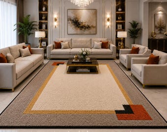 Modern Hand Tufted Wool Area Rug, Geometric Luxury Living Room Carpet, Contemporary Handmade Bedroom Rug Decor custom size available