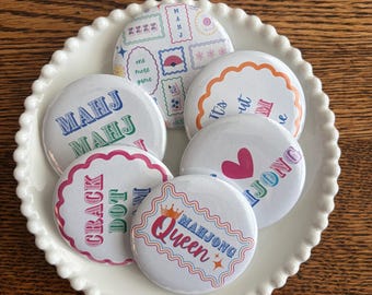 Mahjong Pins, Buttons, Gifts, trading pins, game night gifts, girls night gift ideas