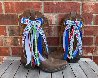 Handmade Teacher Theme Boot Bows, Teacher Outfits Game Day Accessory, School Spirit Boot Bows, Teacher Gift, Back to School,Meet The Teacher