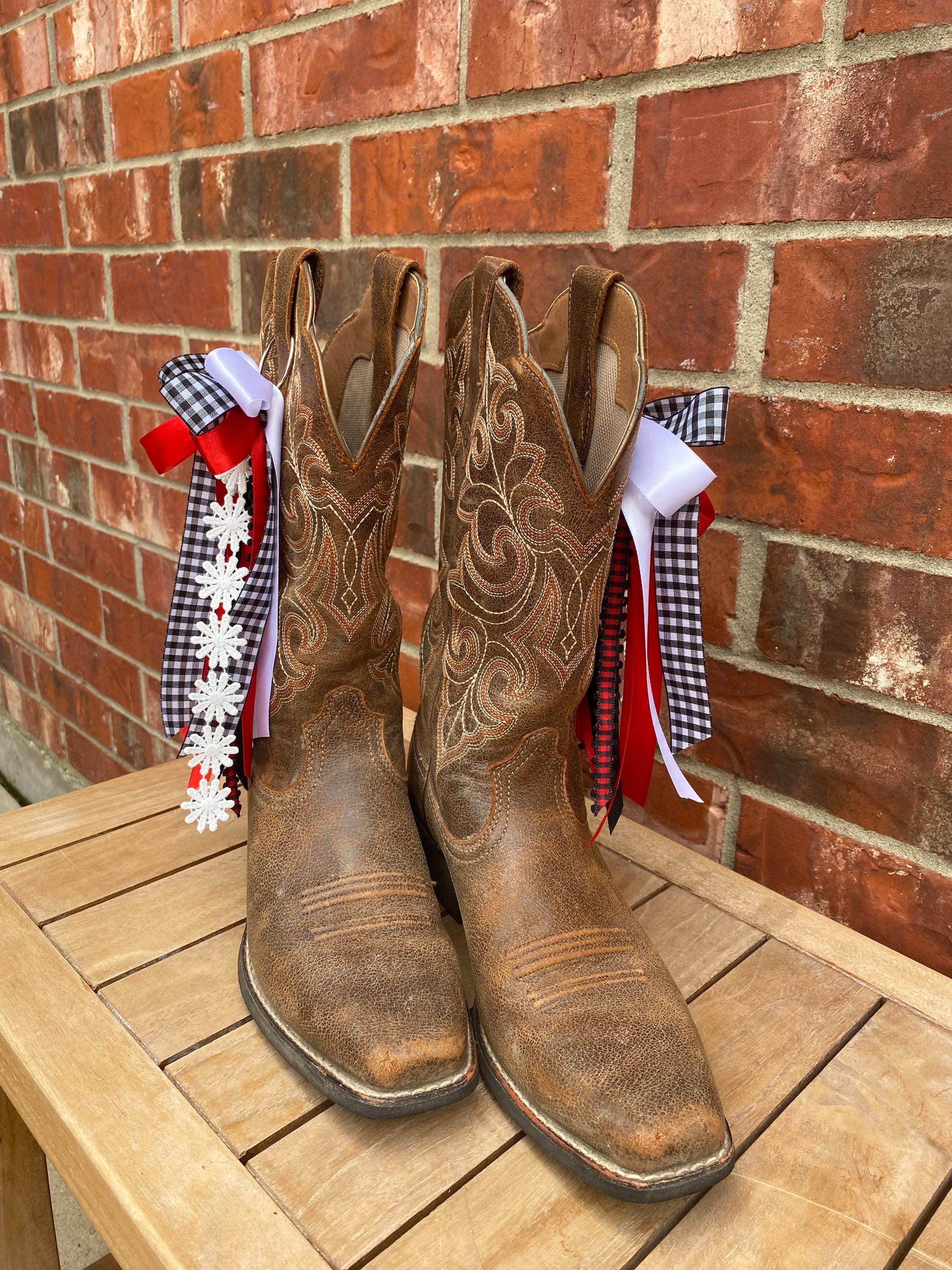 Boot Bows Display Red, Black & White Boot Bows Game Day Accessories (pair), Texas Tech ...