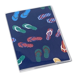 Passport Cover Flip Flops on Navy Blue