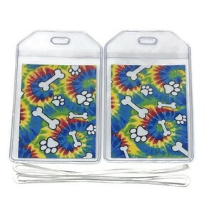 Kofferlabels set van 2 tie-dye hondenbotten en -poten