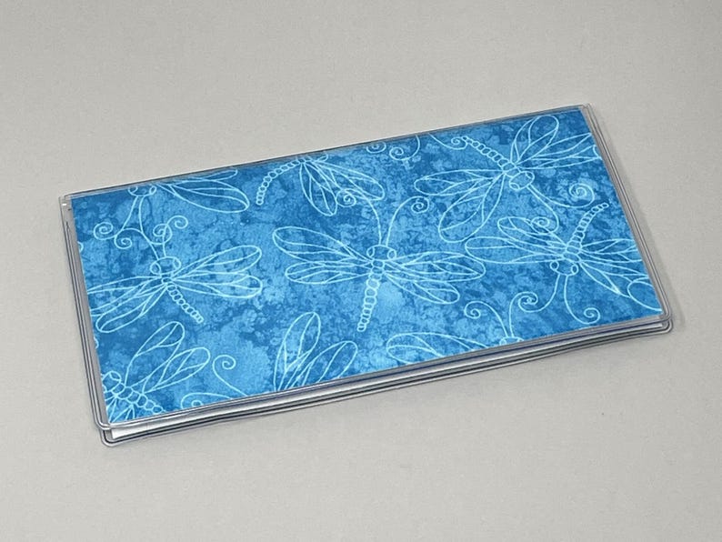 Checkbook Cover Turquoise Dragonfly image 1