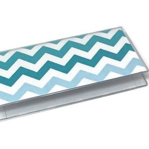 Checkbook Cover Blue Chevron image 2