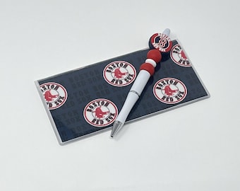 Funda para chequera y bolígrafo con cuentas con el logo de los Boston Red Sox