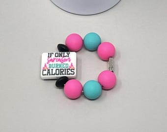 Tumbler Cup Handle Charm | Purse Charm | Bag Charm | Backpack Charm | Silicone Charm | If Only Sarcasm Burned Calories