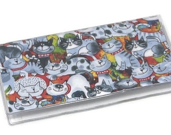 Checkbook Cover Gray Cats